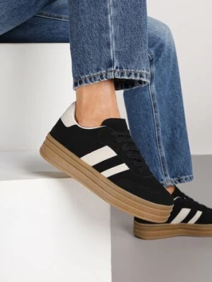 Czarne Sneakersy w Stylu Klasycznych Tenisówek na Platformie Nallania gowin