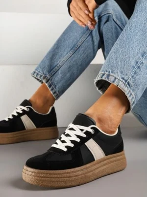 Czarne Sneakersy w Stylu Kultowych Tenisówek na Grubej Podeszwie Nanniris