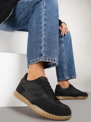 Czarne Sneakersy w Stylu Tenisówek Ozdobione Geometrycznym Wzorem Fesilia ideal