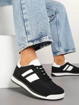 Czarne Sneakersy w Stylu Tenisówek Ozdobione Paskami Lilmi
