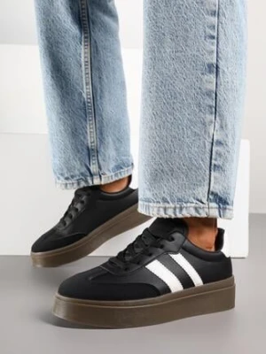 Czarne Sneakersy w Stylu Tenisówek z Paskami Nilomira via giulia