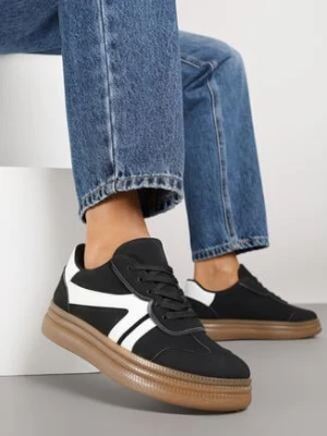 Czarne Sneakersy w Stylu Tenisówek z Paskami Wiatalle c'm paris