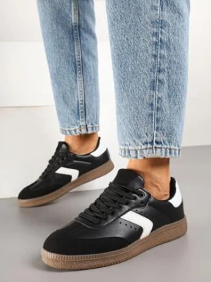Czarne Sneakersy w Stylu Tenisówek z Perforacją Aranaria