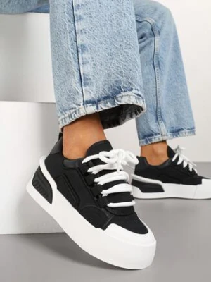 Czarne Sneakersy w Stylu Trampek na Grubej Podeszwie Danimira