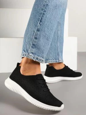 Czarne Sneakersy z Ażurową Cholewką Grellio
