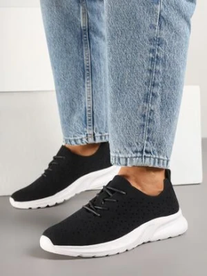 Czarne Sneakersy z Ażurową Cholewką Uliravia gogo gogo