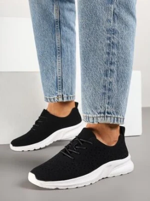 Czarne Sneakersy z Ażurową Elastyczną Cholewką Feniosse weide