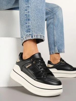 Czarne Sneakersy z Brokatem na Platformie Larinea ideal