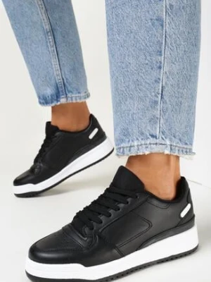 Czarne Sneakersy z Dekoracyjnymi Wstawkami i Perforacją na Nosku Septisa