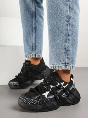 Czarne Sneakersy z Designerskim Sznurowaniem Nuritha mulanka
