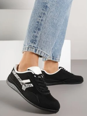 Czarne Sneakersy z Geometrycznym Motywem w Zeberkę Arpolia mulanka