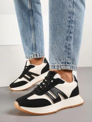 Czarne Sneakersy z Geometrycznym Wzorem Avisella
