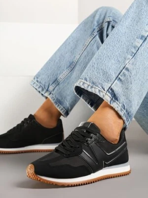 Czarne Sneakersy z Geometrycznym Wzorem i Metaliczną Wstawką Zolio via giulia
