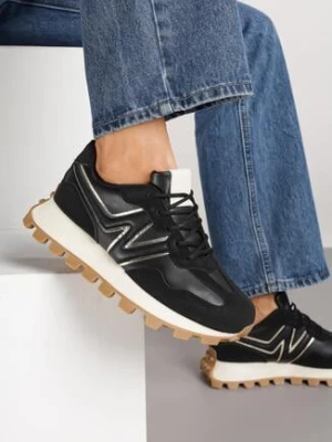 Czarne Sneakersy z Geometrycznym Wzorem Naloriene maira