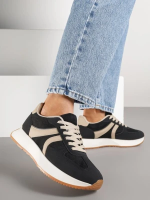 Czarne Sneakersy z Geometrycznym Wzorem Velwettia Marquiiz