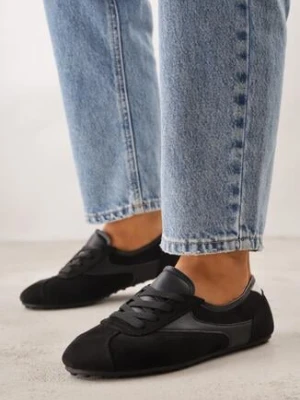 Czarne Sneakersy z Imitacji Zamszu w Stylu Kultowych Tenisówek Aelliana sport