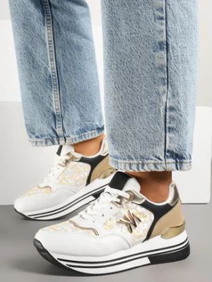 Biało-Czarne Sneakersy z Metaliczną Aplikacją Divisca