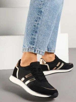 Czarne Sneakersy z Metalicznym Wzorem Alusa super mode