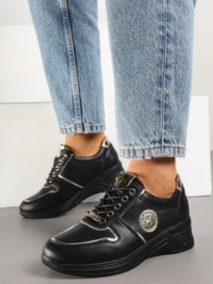 Czarne Sneakersy z Metalicznymi Ozdobami Yaslevi gogo gogo