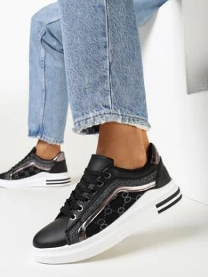 Czarne Sneakersy z Metalicznymi Wstawkami Arlen