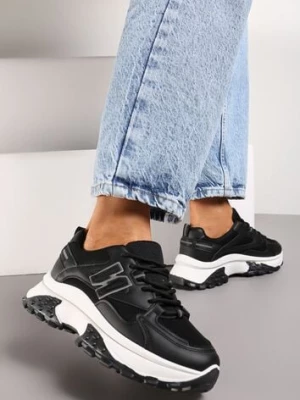 Czarne Sneakersy z Odblaskami i Siateczką na Cholewce Renilia