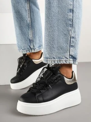Czarne Sneakersy z Ozdobnym Kamieniem Viverida