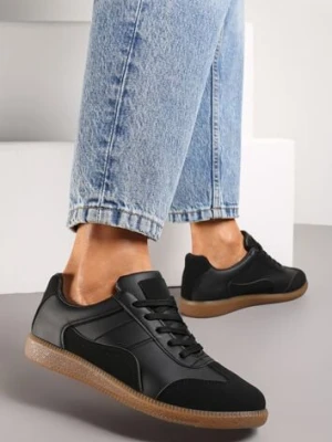 Czarne Sneakersy z Ozdobnymi Przeszyciami przed Kostkę Redala vices