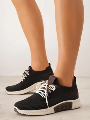 Czarne Sneakersy z Podwójnym Sznurowaniem Fontarin