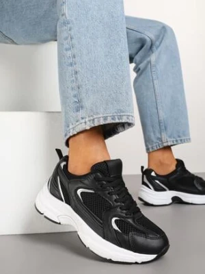 Czarne Sneakersy z Siateczką na Piankowej Podeszwie Vallexia