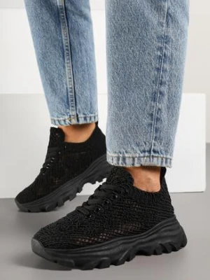 Czarne Sneakersy z Siateczkową Cholewką Toliriva bestelle