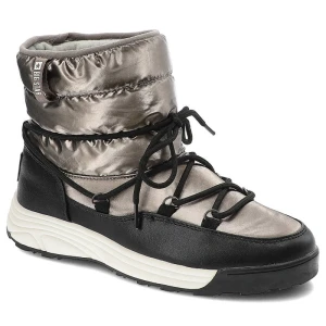 Śniegowce damskie Big Star, z połączenia materiału tekstylnego i syntetycznego z pikowaną cholewką klasycznym sznurowaniem, czarne, KK274275