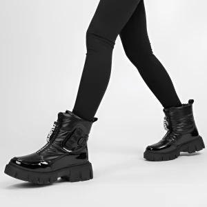 Czarne Śniegowce Filippo Ocieplane Buty Damskie