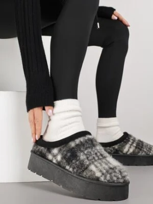 Czarne Śniegowce na Grubej Podeszwie z Niską Cholewką w Kratę Clavera ballada