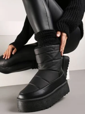 Czarne Śniegowce Vices na Platformie Ozdobione Pikowaniem Inathoria