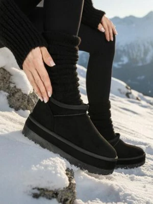 Zdjęcie produktu Czarne Śniegowce Vices z Krótką Cholewką Ocieplone Futerkiem Grelfedi