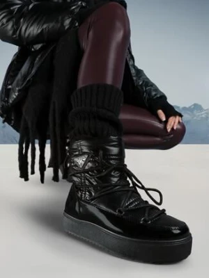 Czarne Śniegowce z Elastycznym Sznurowaniem Nace