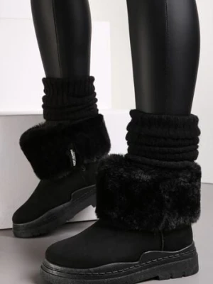 Czarne Śniegowce z Wywiniętym Futerkiem Nonva