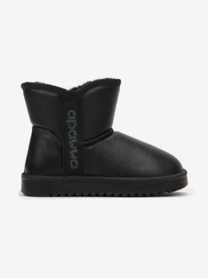 Czarne Śniegowce za Kostkę z Brokatowym Napisem Bellira