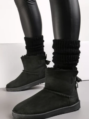 Czarne Śniegowce za Kostkę z Kokardką Ikomela