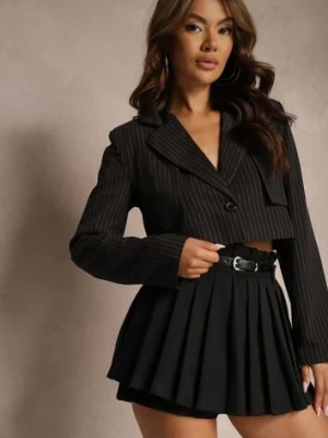 Zdjęcie produktu Czarne Spódnico-Szorty Plisowane High Waist Ozdobione Paskiem Eranivia Elsa.m By May