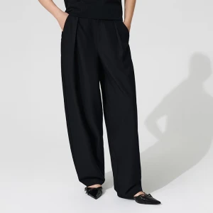 Czarne spodnie baggy z zakładkami House