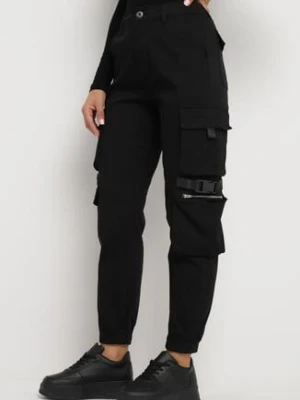 Czarne Spodnie Cargo z Elastycznej Bawełny Irilene daysie