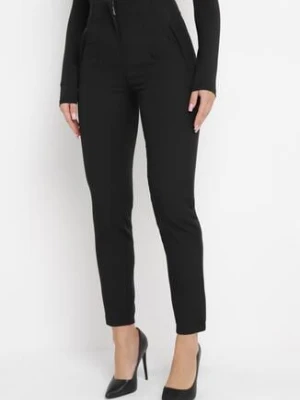 Czarne Spodnie Cygaretki z Imitacją Kieszeni Anilnig lily rose