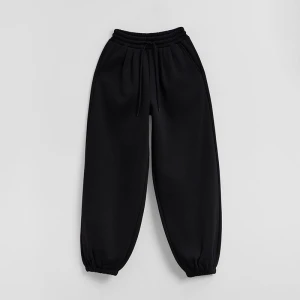 Czarne spodnie dresowe baggy fit basic House