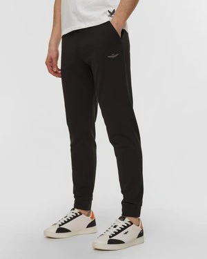 Czarne Spodnie Dresowe Męskie Aeronautica Militare