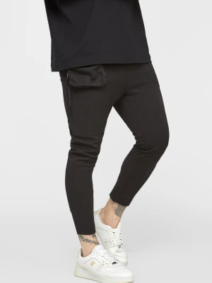 Czarne spodnie dresowe męskie z mankietami SikSilk