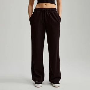 Czarne spodnie dresowe mid waist wide leg House