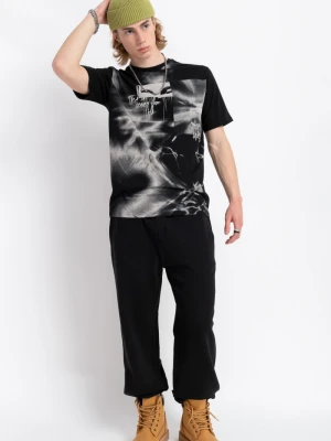 Czarne spodnie dresowe oversize bez nadruków Reporter