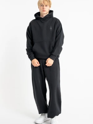 Czarne spodnie dresowe OVERSIZE z minimalistycznym nadrukiem Reporter