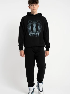 Czarne spodnie dresowe SLIM bez nadruków Reporter